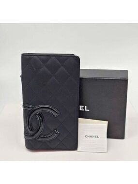 CHANEL Cambon Lambskin Long Wallet 385-043025